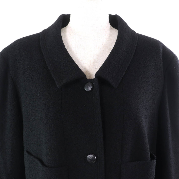 極美品△CHANEL シャネル ヴィンテージ 98A P11506 ウール ココマークボタン ウールツイードジャケット スカート セットアップ 黒 希少48