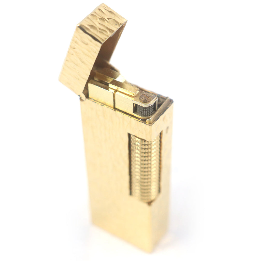 外装極美品□Dunhill ダンヒル 総柄 スクエア ローラー式 喫煙具 ガスライター ゴールド ケース付き スイス製 メンズオススメ 着火不可