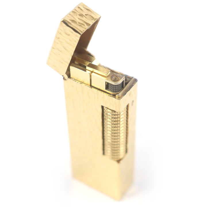 外装極美品□Dunhill ダンヒル 総柄 スクエア ローラー式 喫煙具 ガスライター ゴールド ケース付き スイス製 メンズオススメ 着火不可