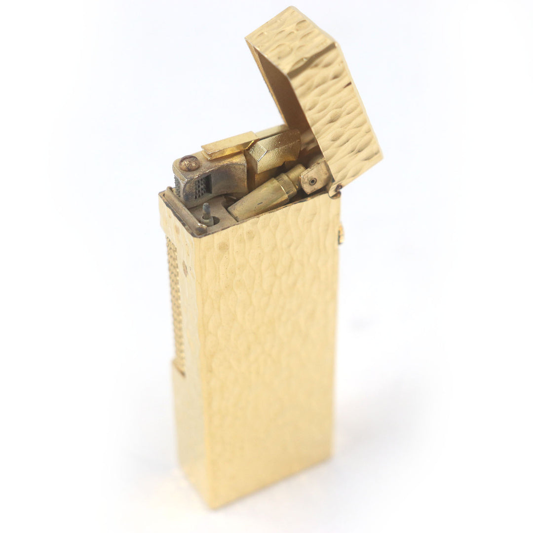 外装極美品□Dunhill ダンヒル 総柄 スクエア ローラー式 喫煙具 ガスライター ゴールド ケース付き スイス製 メンズオススメ 着火不可