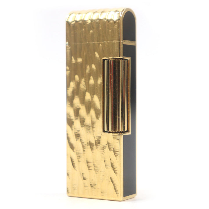 外装美品□Dunhill ダンヒル ラッカー 総柄 ドーム型 ローラー式 喫煙具 ガスライター ブラック ゴールド スイス製 メンズ 着火不可