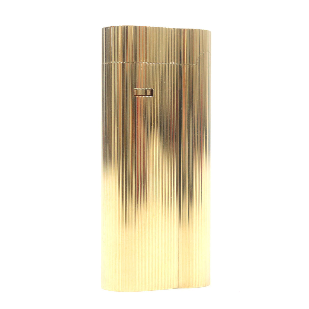 外装極美品□Dunhill ダンヒル ストライプ柄 オーバル ローラー式 喫煙具 ガスライター ゴールド イングランド製 メンズ 着火不可