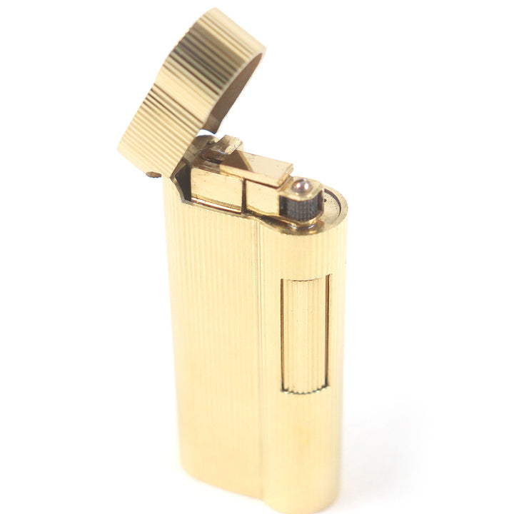 外装極美品□Dunhill ダンヒル ストライプ柄 オーバル ローラー式 喫煙具 ガスライター ゴールド イングランド製 メンズ 着火不可