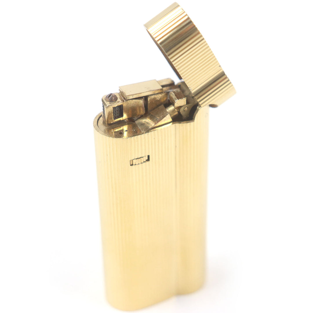 外装極美品□Dunhill ダンヒル ストライプ柄 オーバル ローラー式 喫煙具 ガスライター ゴールド イングランド製 メンズ 着火不可