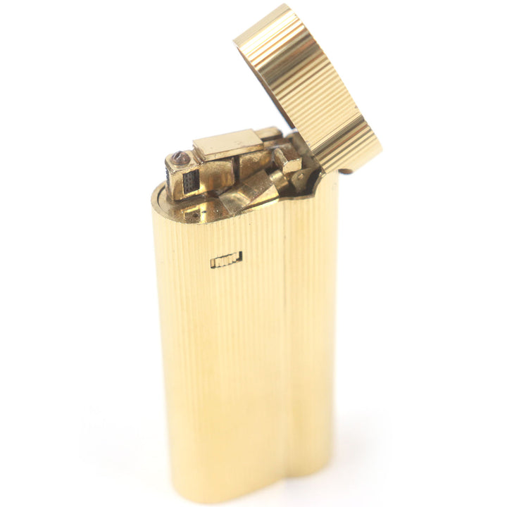 外装極美品□Dunhill ダンヒル ストライプ柄 オーバル ローラー式 喫煙具 ガスライター ゴールド イングランド製 メンズ 着火不可