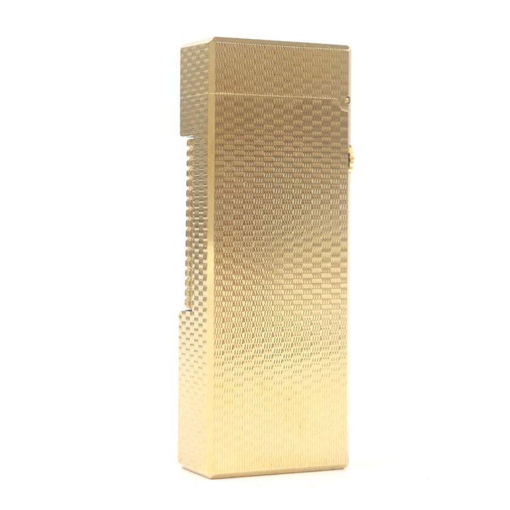 外装美品□Dunhill ダンヒル 総柄 スクエア ローラー式 喫煙具 ガスライター ゴールド スイス製 メンズ レディース オススメ 着火不可