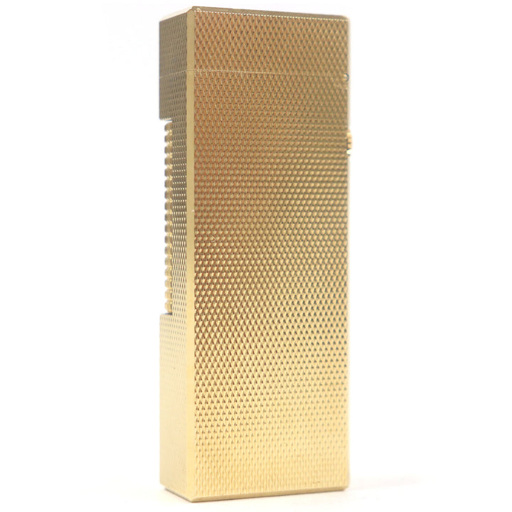外装極美品□Dunhill ダンヒル ブロックチェック 総柄 スクエア ローラー式 喫煙具 ガスライター ゴールド スイス製 メンズ 着火不可