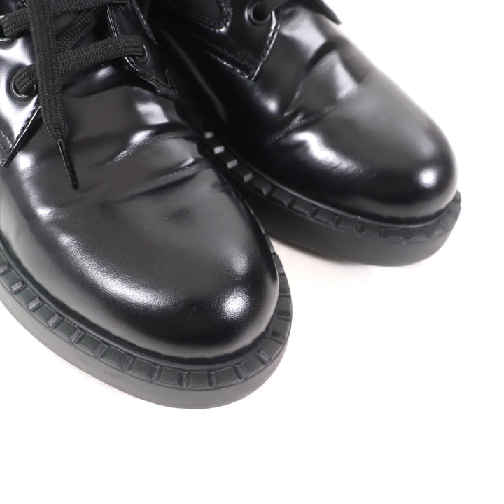 美品★PRADA プラダ 1T782M Re Nylonトライアングルロゴ ブラッシュドレザー ブーツ ブラック 37 箱・保存袋付き イタリア製 レディース