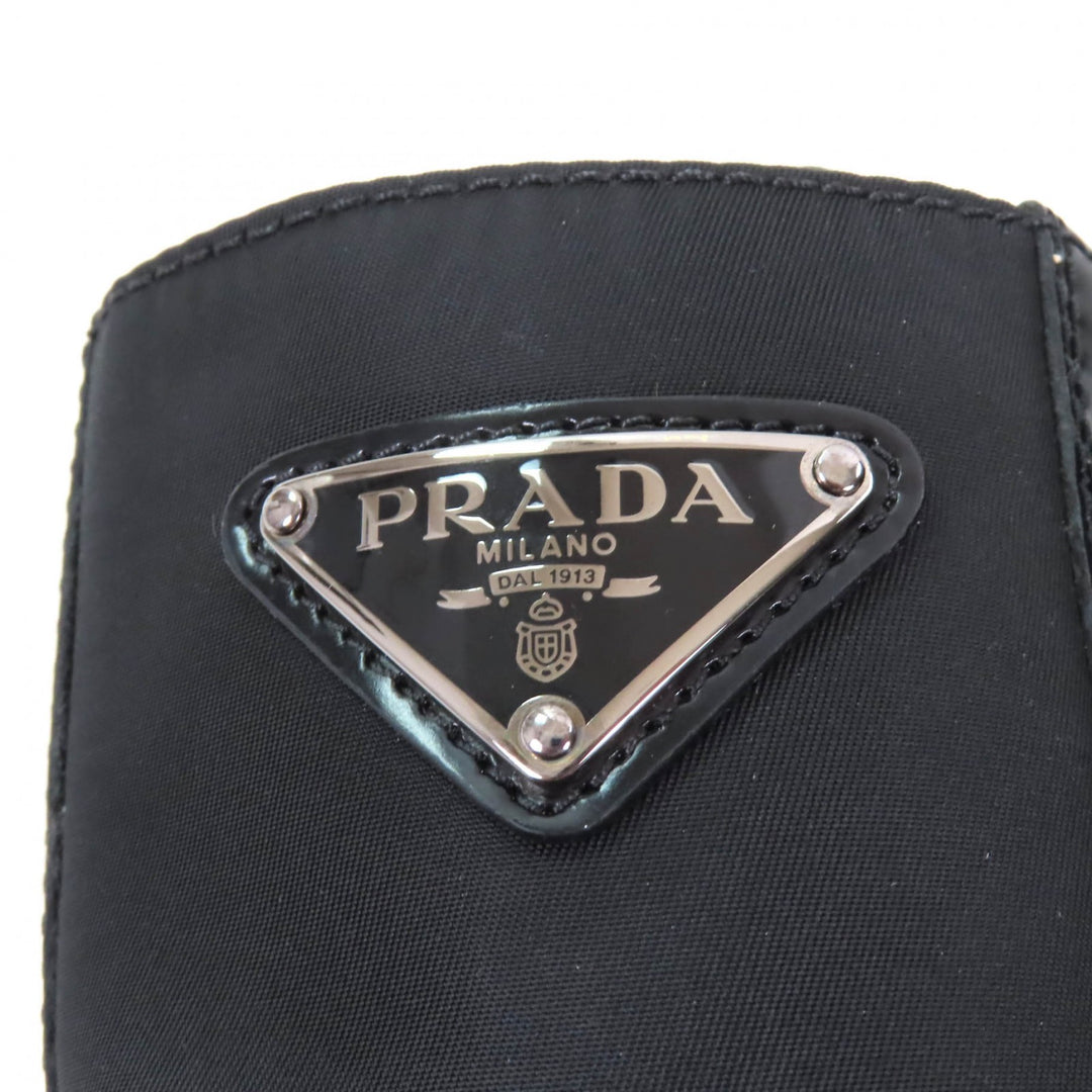 美品★PRADA プラダ 1T782M Re Nylonトライアングルロゴ ブラッシュドレザー ブーツ ブラック 37 箱・保存袋付き イタリア製 レディース