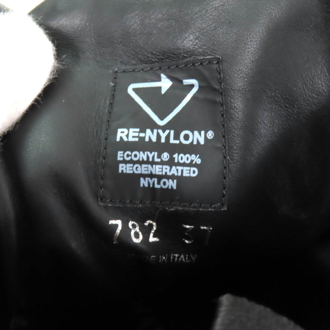 美品★PRADA プラダ 1T782M Re Nylonトライアングルロゴ ブラッシュドレザー ブーツ ブラック 37 箱・保存袋付き イタリア製 レディース