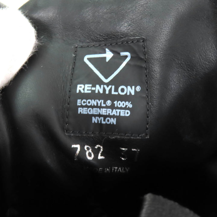 美品★PRADA プラダ 1T782M Re Nylonトライアングルロゴ ブラッシュドレザー ブーツ ブラック 37 箱・保存袋付き イタリア製 レディース