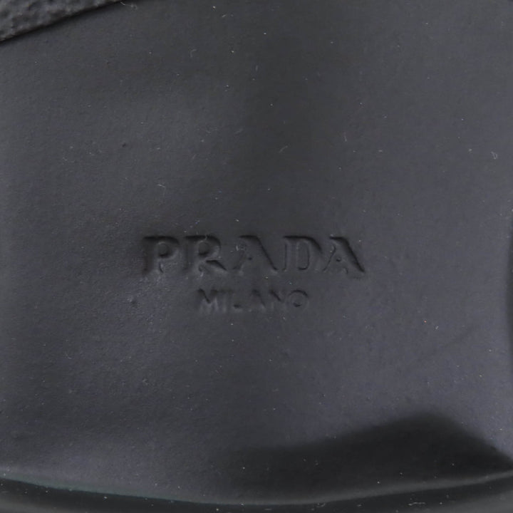美品★PRADA プラダ 1T782M Re Nylonトライアングルロゴ ブラッシュドレザー ブーツ ブラック 37 箱・保存袋付き イタリア製 レディース