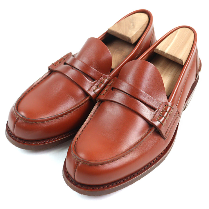 美品○CHURCH’S チャーチ PEMBREY レザー ラスト126 スプリットトゥ ヒールカウンター ペニーローファー ブラウン 6 メンズ