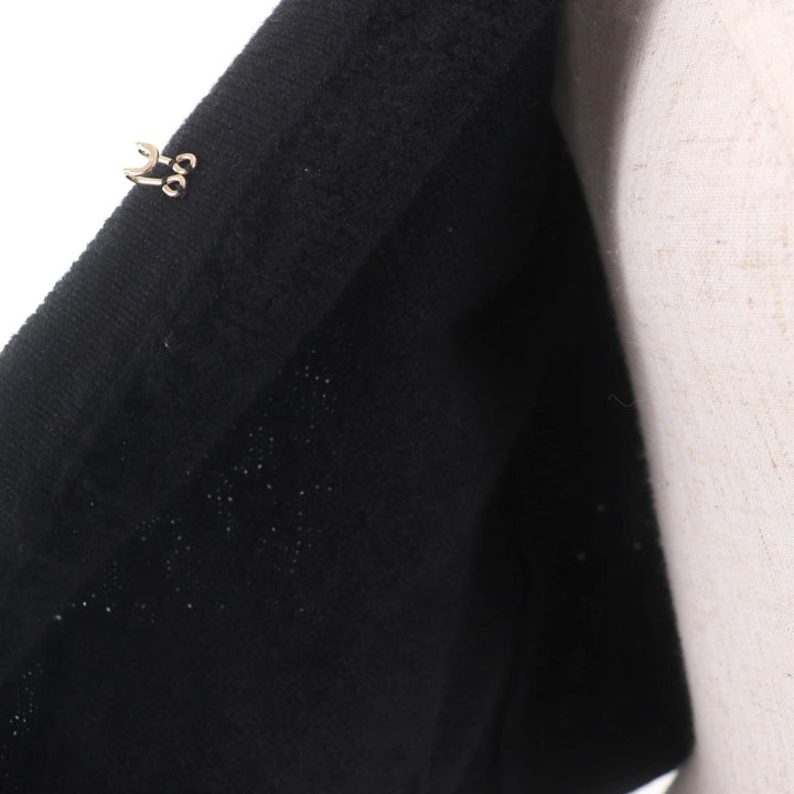 極美品☆CHANEL シャネル P7524K10893 カシミヤ100％ ココマークボタン チェーンデザイン ニット ジャケット ブラック 34 正規品