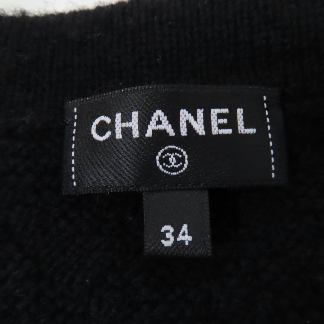極美品☆CHANEL シャネル P7524K10893 カシミヤ100％ ココマークボタン チェーンデザイン ニット ジャケット ブラック 34 正規品