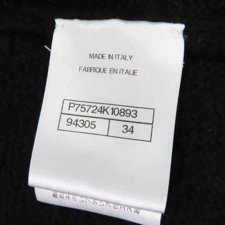 極美品☆CHANEL シャネル P7524K10893 カシミヤ100％ ココマークボタン チェーンデザイン ニット ジャケット ブラック 34 正規品