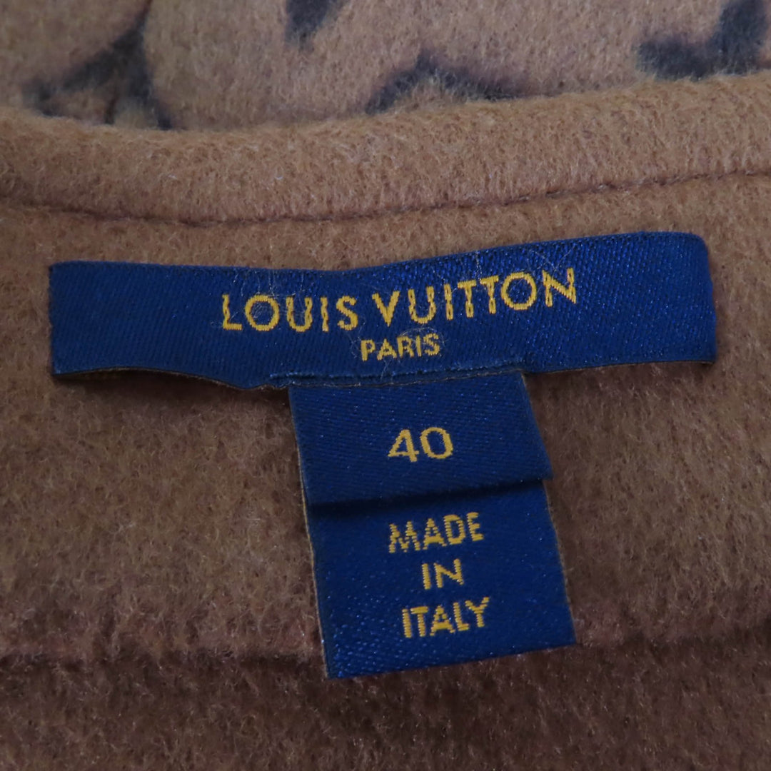 極美品☆LOUIS VUITTON ルイヴィトン 22SS ウール シルク モノグラム LV金ボタン 台形 ミニスカート ブラウン 40 伊製 正規品 レディース