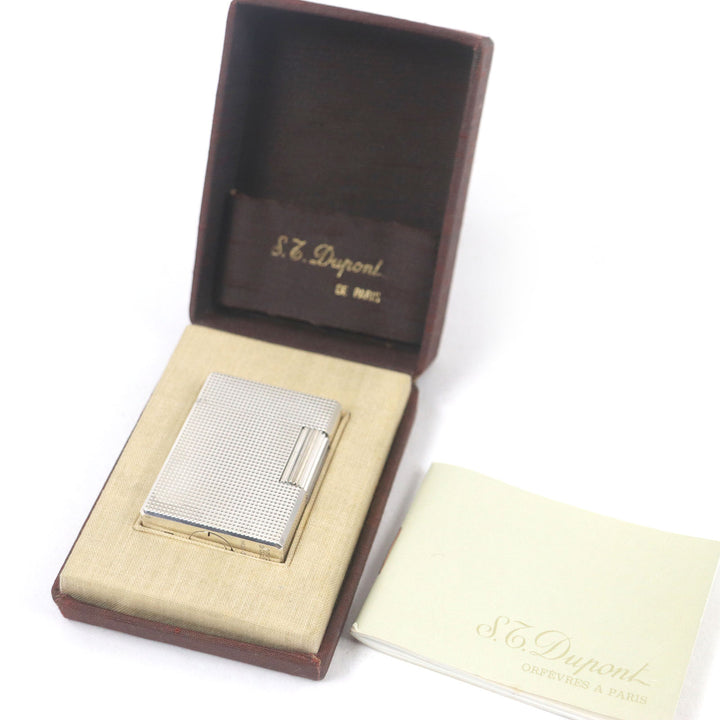 外装極美品□Dupont デュポン ライン1 ショート ダイヤモンドヘッド スクエア 喫煙具 ライター シルバー フランス製 メンズ 着火不可