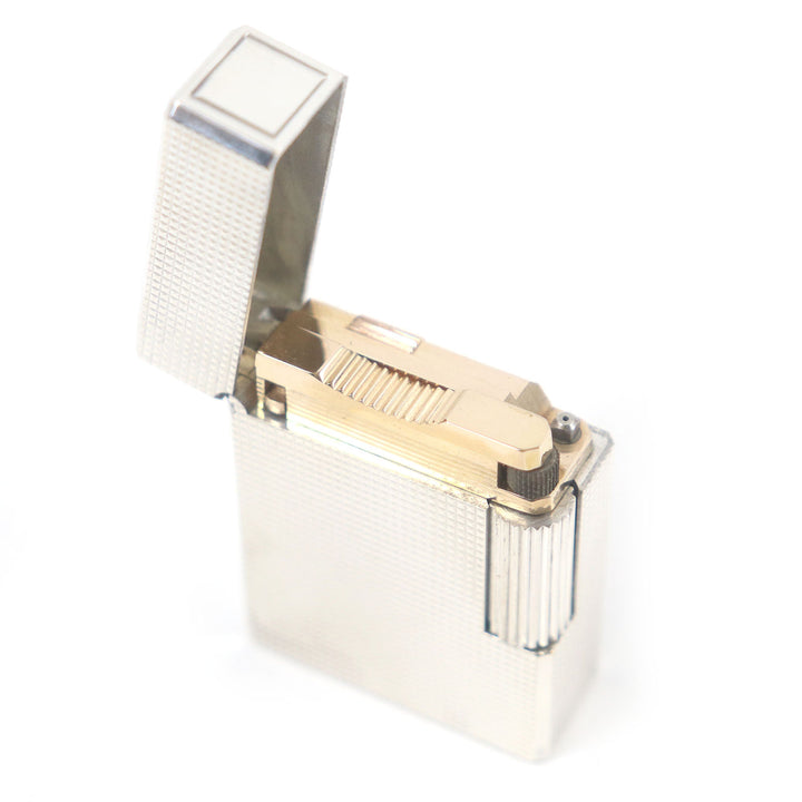 外装極美品□Dupont デュポン ライン1 ショート ダイヤモンドヘッド スクエア 喫煙具 ライター シルバー フランス製 メンズ 着火不可