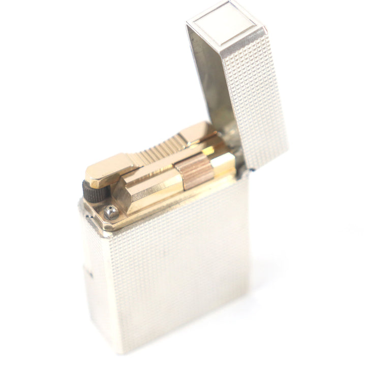 外装極美品□Dupont デュポン ライン1 ショート ダイヤモンドヘッド スクエア 喫煙具 ライター シルバー フランス製 メンズ 着火不可