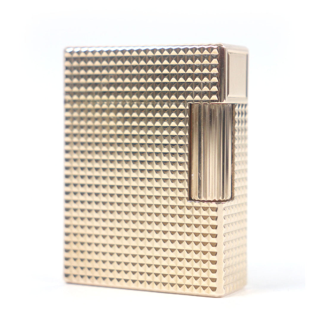 外装極美品□Dupont デュポン ライン1 ショート ダイヤモンドヘッド スクエア ガス ライター ピンクゴールド フランス製 メンズ 着火不可