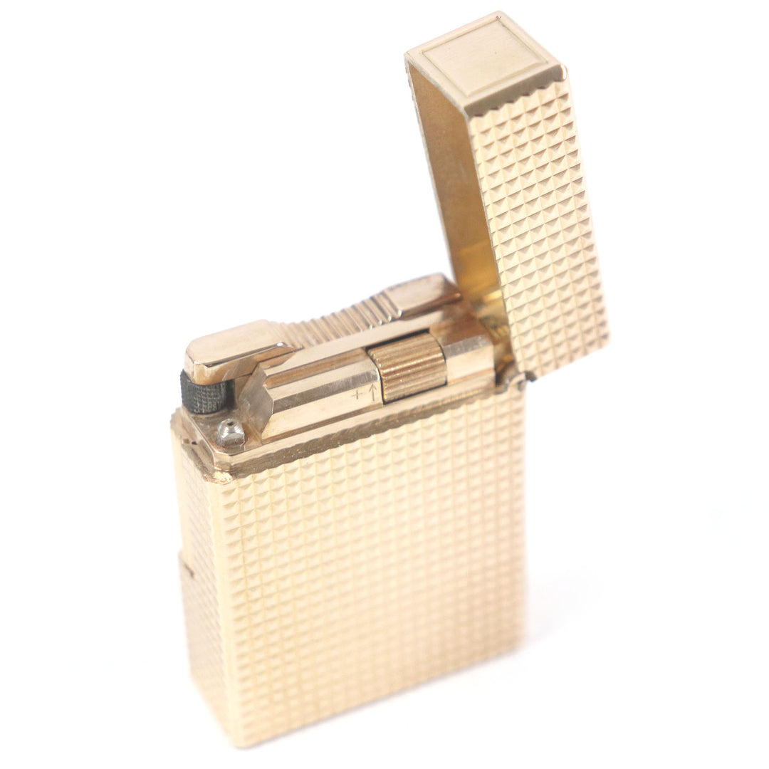 外装極美品□Dupont デュポン ライン1 ショート ダイヤモンドヘッド スクエア ガス ライター ピンクゴールド フランス製 メンズ 着火不可