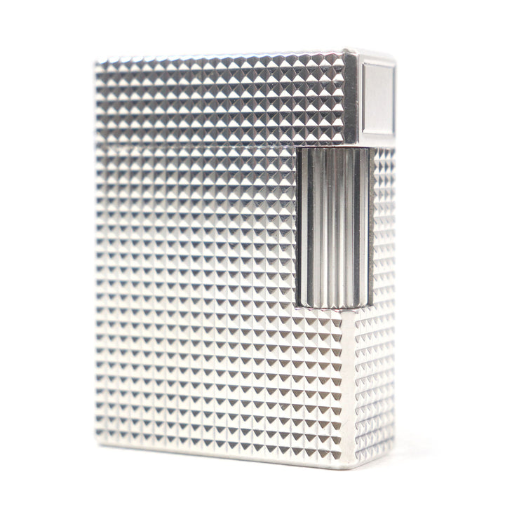 外装極美品□Dupont デュポン ライン1 ショート ダイヤモンドヘッド スクエア 喫煙具 ガスライター シルバー フランス製 メンズ 着火不可