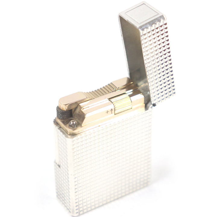 外装極美品□Dupont デュポン ライン1 ショート ダイヤモンドヘッド スクエア 喫煙具 ガスライター シルバー フランス製 メンズ 着火不可