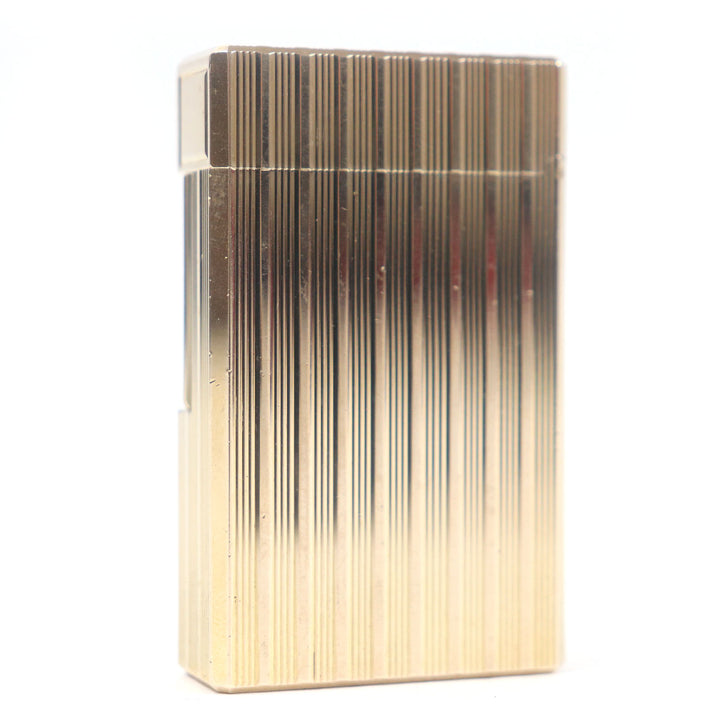 外装美品□Dupont デュポン ライン1 ロング ストライプ柄 スクエア ローラー式 喫煙具 ガスライター ゴールド フランス製 着火不可