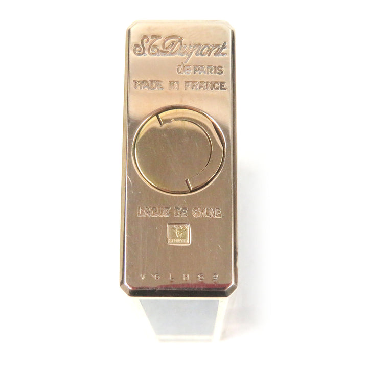 外装美品□Dupont デュポン ライン1 ロング ラッカー スクエア ガスライター ネイビー ピンクゴールド フランス製 メンズ 着火不可