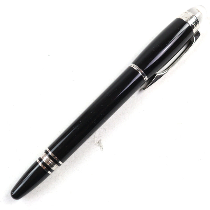 良品○MONTBLANC モンブラン スターウォーカー メタル ロゴ刻印 ホワイトスター キャップ式 ファインライナー ブラック系 筆記確認済み