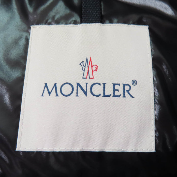極美品☆MONCLER モンクレール PARNAIBA デカロゴワッペン付 ロゴ総柄 ロング丈 ダウンコート ブラック 2 ハンガー付 正規品 レディース
