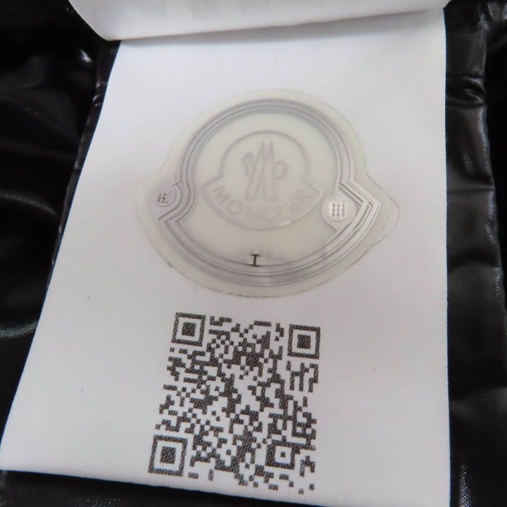 極美品☆MONCLER モンクレール PARNAIBA デカロゴワッペン付 ロゴ総柄 ロング丈 ダウンコート ブラック 2 ハンガー付 正規品 レディース