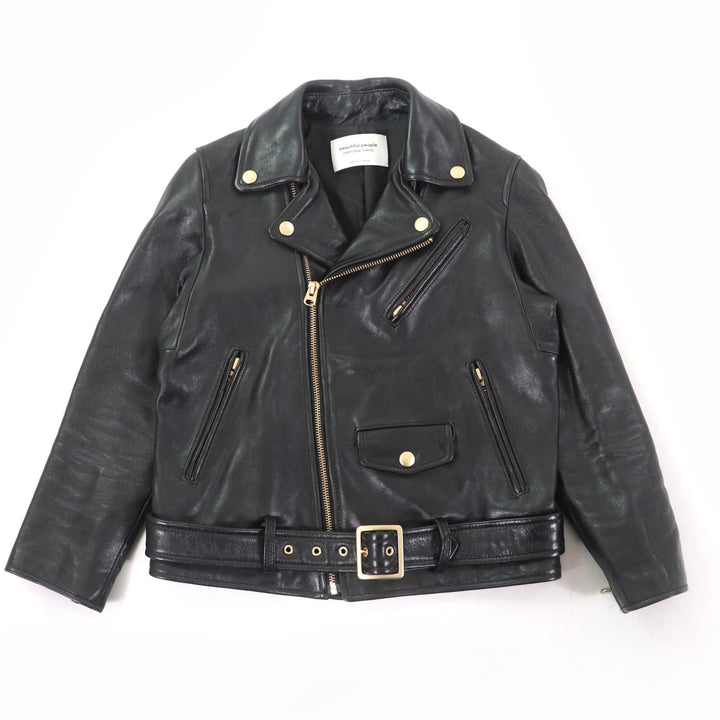 美品☆beautiful people ビューティフルピープル 1855402412 羊革 ラムレザー ライダースジャケット ブラック 130 正規品 キッズ
