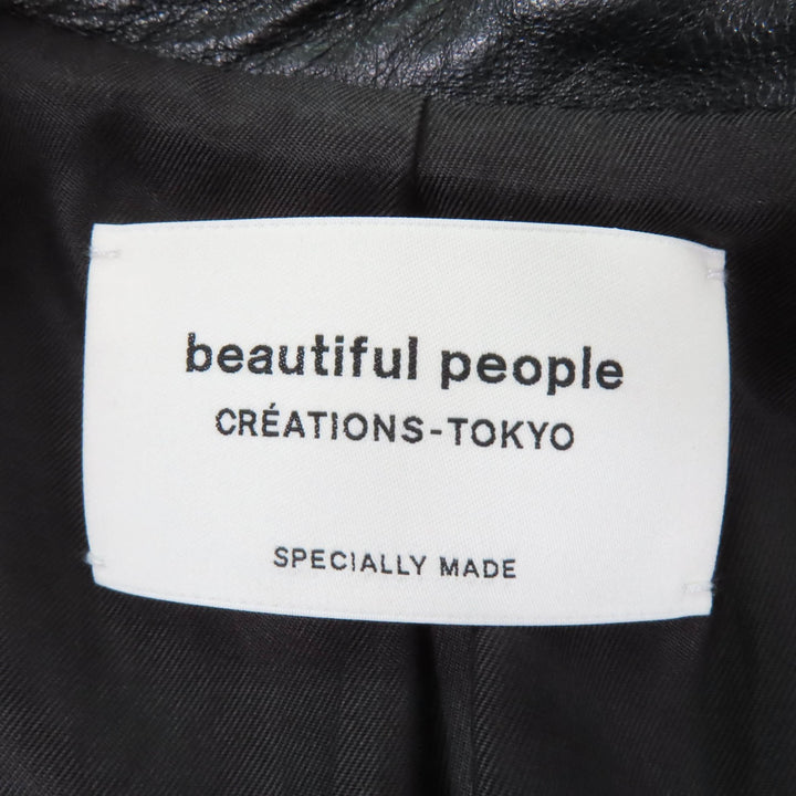 美品☆beautiful people ビューティフルピープル 1855402412 羊革 ラムレザー ライダースジャケット ブラック 130 正規品 キッズ