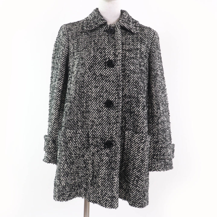 極美品☆BURBERRY LONDON バーバリーロンドン ウール モヘア混 裏地ノバチェック柄 ツイード コート ブラック系 38 正規品 レディース