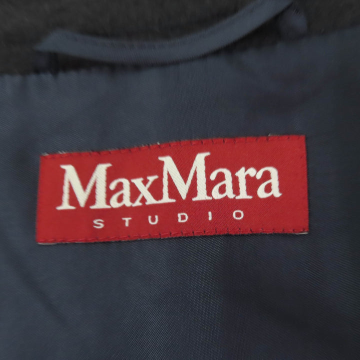 美品☆MaxMara STUDIO マックスマーラ ステュディオ バージンウール100％ スタンドカラー コート チャコールグレー 36 正規品 レディース