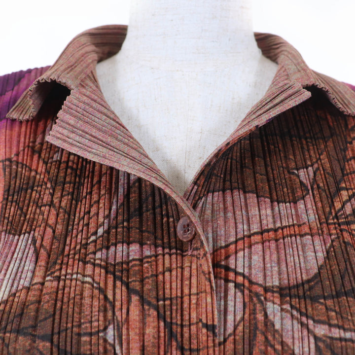 極美品☆PLEATS PLEASE プリーツプリーズ イッセイミヤケ PP84-JK724　 Peony Botanical Flower 牡丹 希少 総柄 長袖シャツ 3 正規品