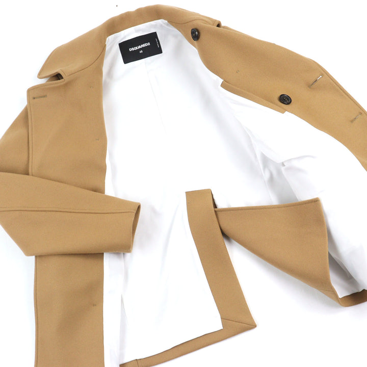 極美品○DSQUARED2 ディースクエアード 22AW S74AA0264 ダブルブレスト ライン入りスリーブ ピーコート 48 イタリア製 正規品 メンズ