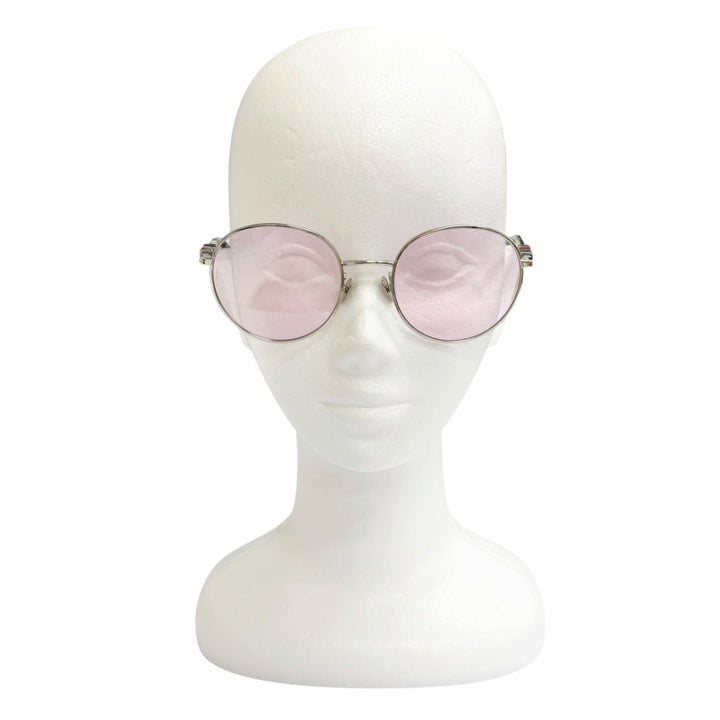 美品△CHANEL シャネル 4282 パント シェイプ サングラス ココマーク サイドロゴデザイン ボストン アイウェア シルバー 黒 53□20 135