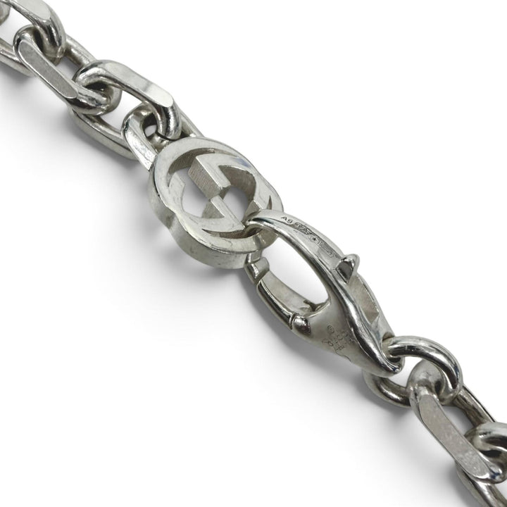 美品□GUCCI グッチ 759703 AG925 インターロッキングG チェーン ネックレス アクセサリー シルバー イタリア製 重量46.6g メンズ