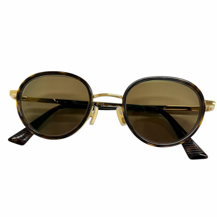 美品△BOTTEGAVENETA ボッテガヴェネタ BV1372S フォルテ サングラス クリアブラウン マーブル ゴールド 49□22-145 度入り イタリア製