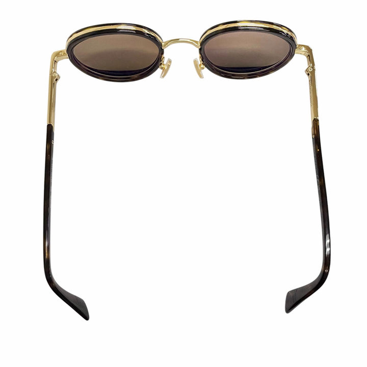美品△BOTTEGAVENETA ボッテガヴェネタ BV1372S フォルテ サングラス クリアブラウン マーブル ゴールド 49□22-145 度入り イタリア製