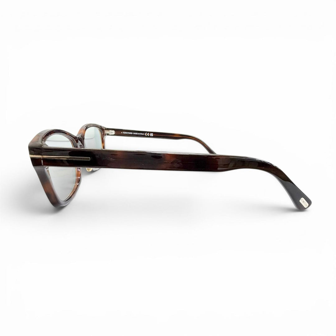美品△TOM FORD トムフォード TF5724-D-B 日本企画モデル スクエア メガネ 眼鏡 アイウェア クリアブラウン マーブル 56□19 145 度入り