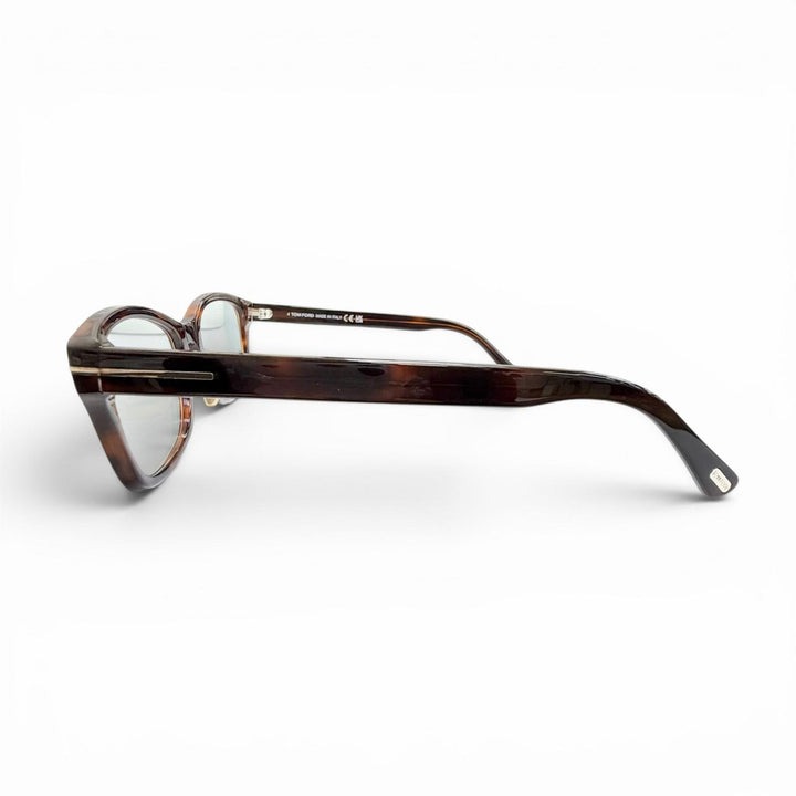 美品△TOM FORD トムフォード TF5724-D-B 日本企画モデル スクエア メガネ 眼鏡 アイウェア クリアブラウン マーブル 56□19 145 度入り