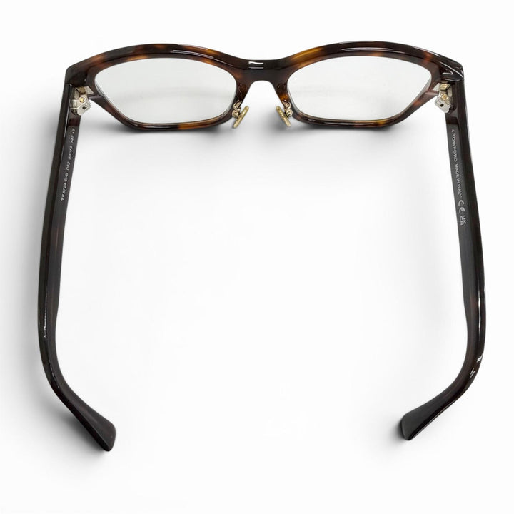 美品△TOM FORD トムフォード TF5724-D-B 日本企画モデル スクエア メガネ 眼鏡 アイウェア クリアブラウン マーブル 56□19 145 度入り