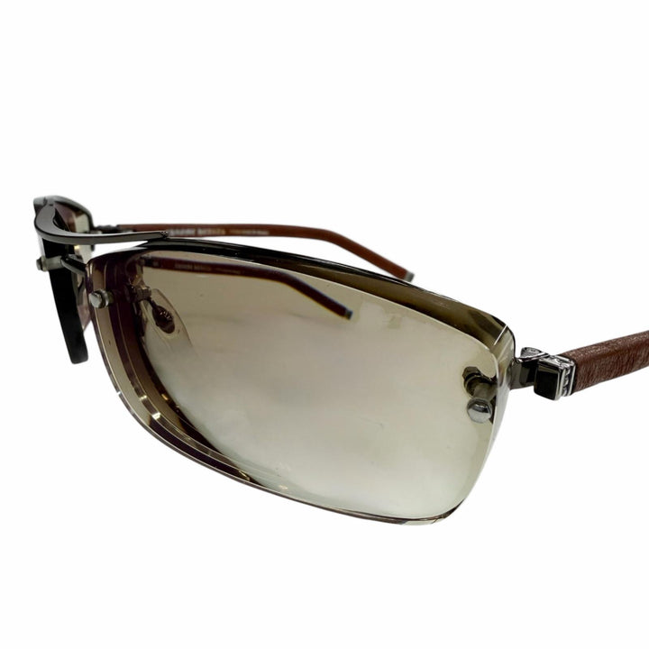 良品▼CHROME HEARTS クロムハーツ AMPED レザー 925 ツーブリッジ グラデーションレンズ アイウェア サングラス 度入り ケース付き