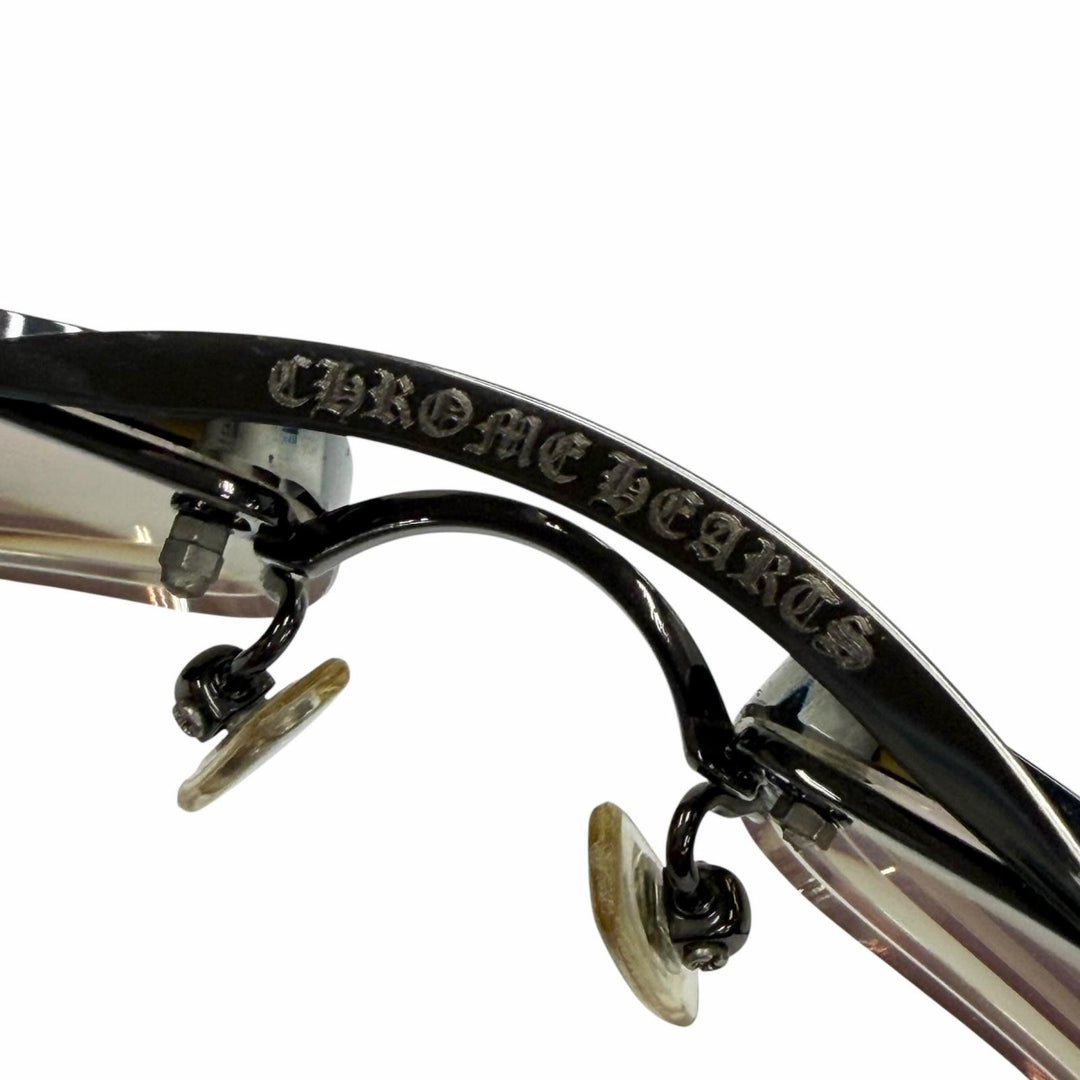 良品▼CHROME HEARTS クロムハーツ AMPED レザー 925 ツーブリッジ グラデーションレンズ アイウェア サングラス 度入り ケース付き