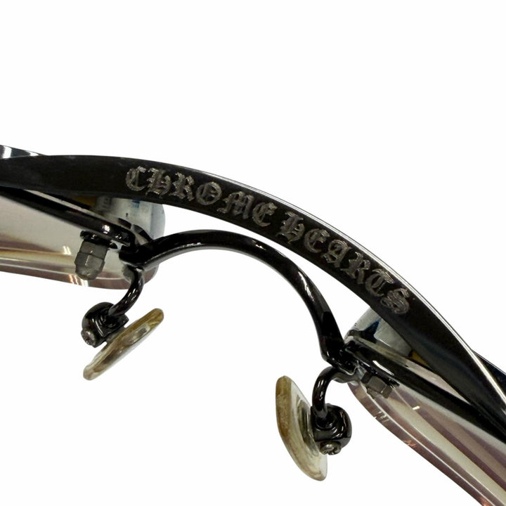 良品▼CHROME HEARTS クロムハーツ AMPED レザー 925 ツーブリッジ グラデーションレンズ アイウェア サングラス 度入り ケース付き
