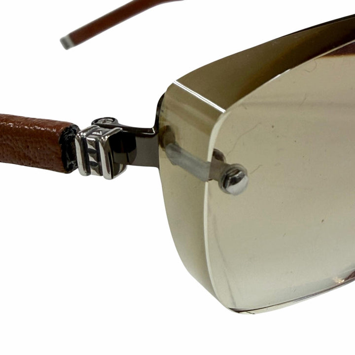 良品▼CHROME HEARTS クロムハーツ AMPED レザー 925 ツーブリッジ グラデーションレンズ アイウェア サングラス 度入り ケース付き